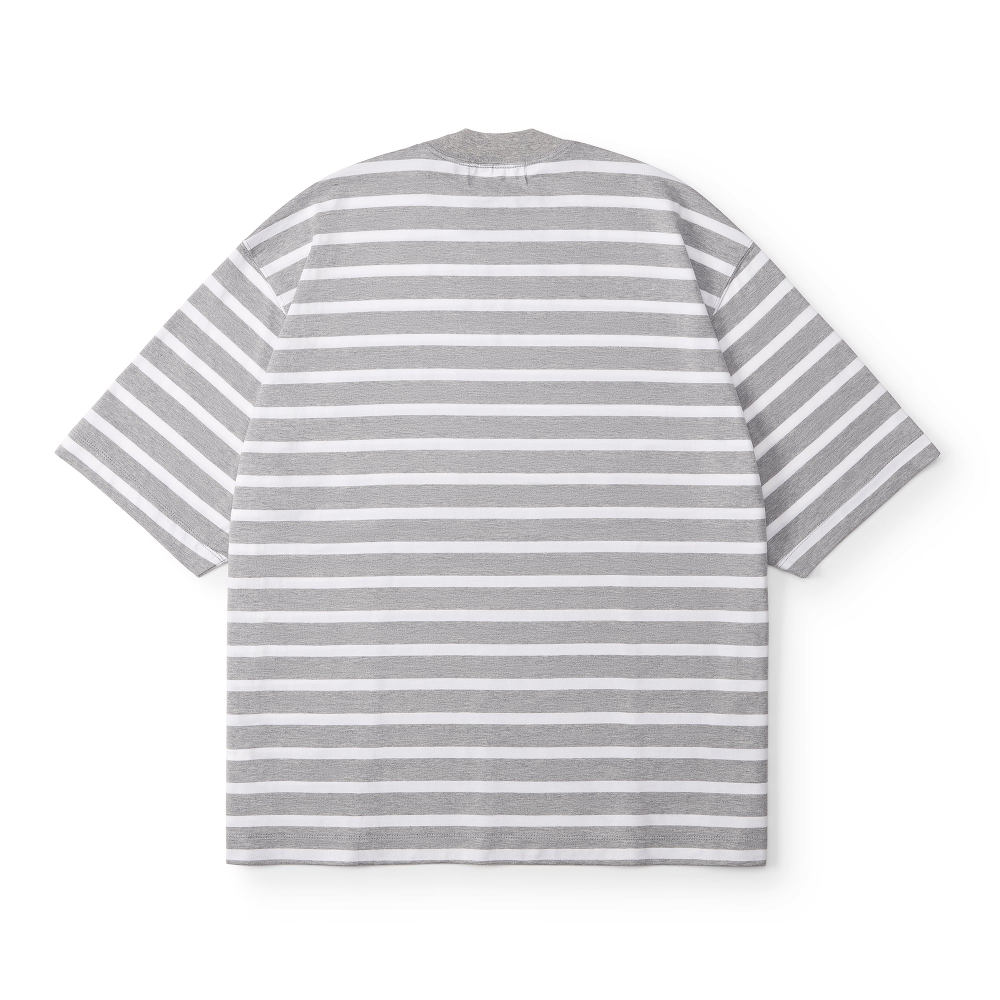 everyone high-gauge cotton border short sleeve tee shirt (GRAY