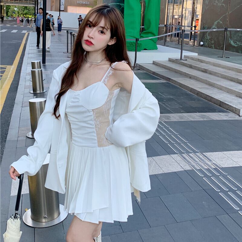 レースドレス プリーツショートスカート ブレザー オータム ロング 秋物 ガールズファッション63482394933