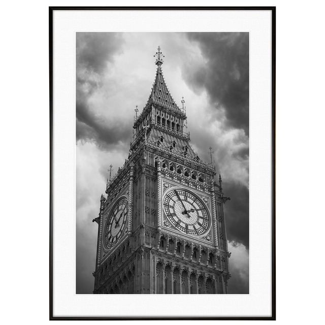 イギリス写真 ロンドン ビッグベン インテリア モノクロアートポスター額装 AS1801