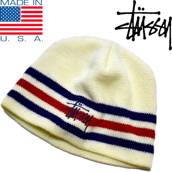 【90's】old stussy ビーニー　帽子　made in usa