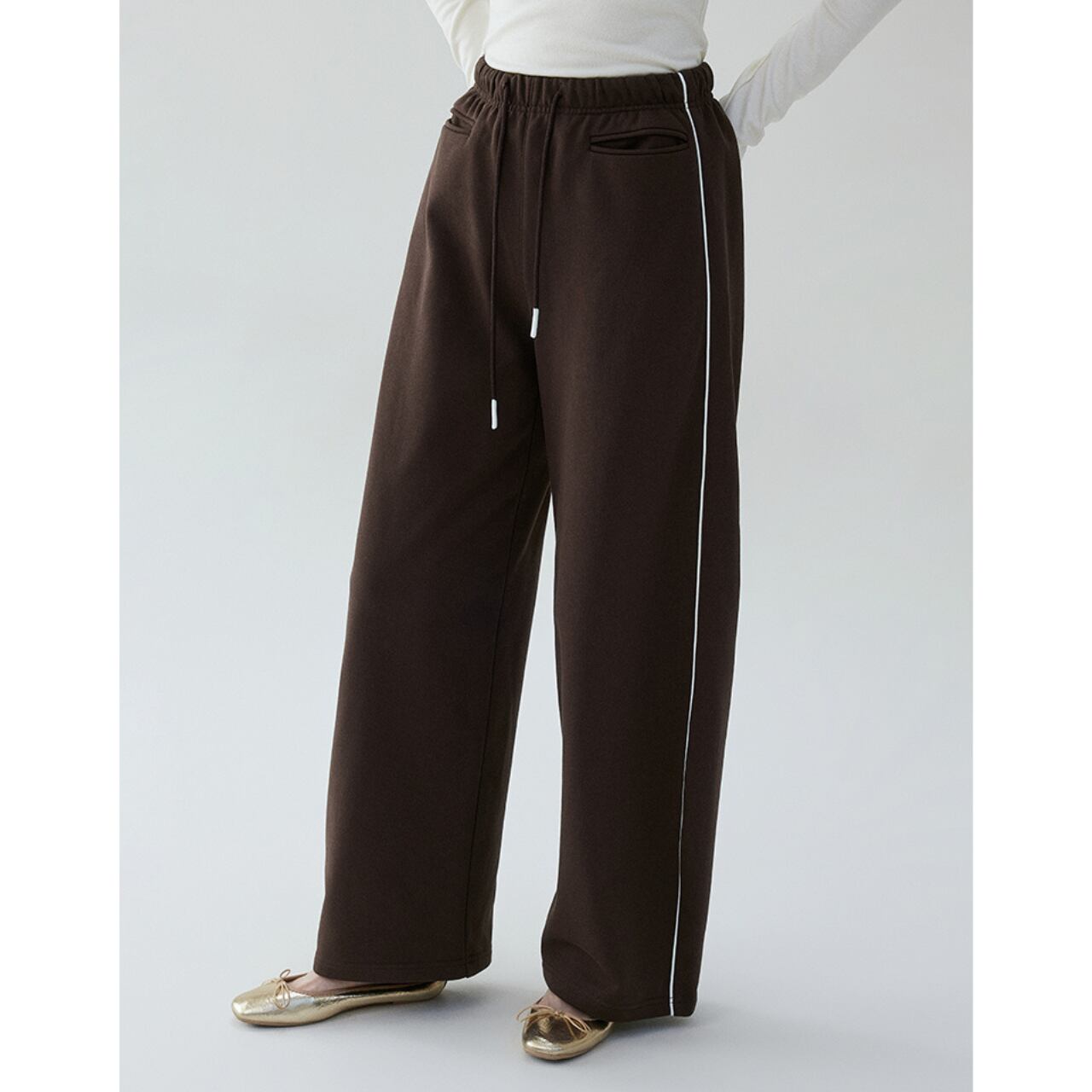 サイドラインワイドレッグスウェットパンツ a0646