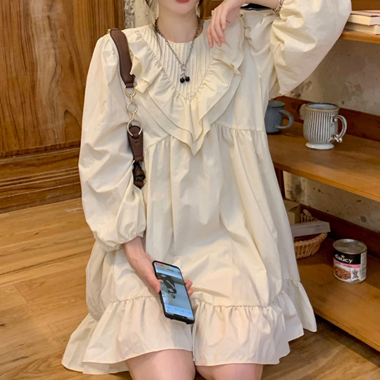 マロンクリームレトロドレス LK579