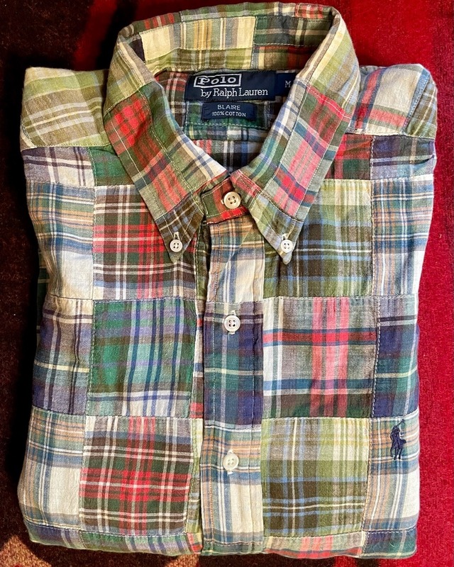 90年代 Polo Ralph Lauren マドラスパッチワーク BDシャツ サイズM ユーズド