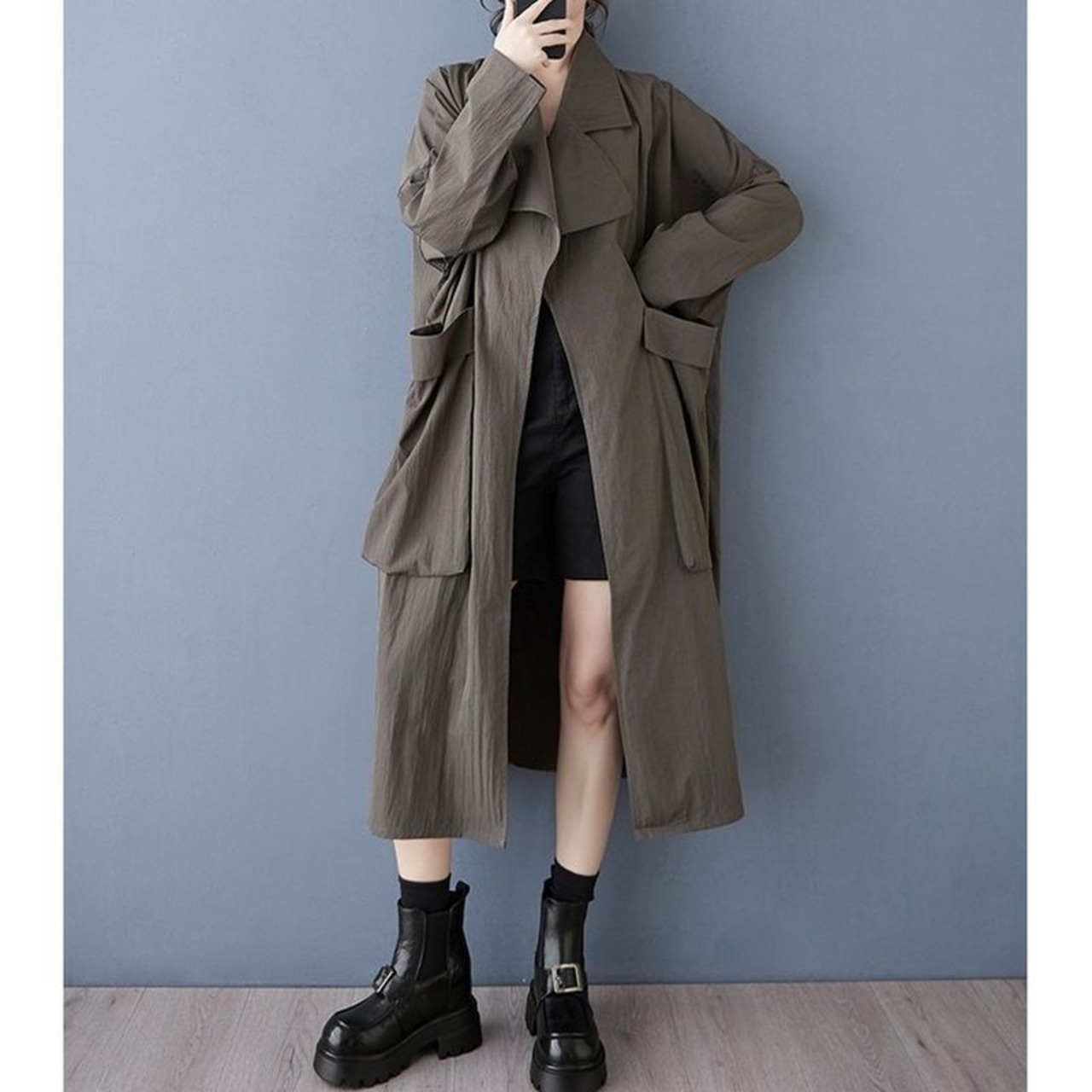 オーバーサイズ ロング トレンチ コート  00285