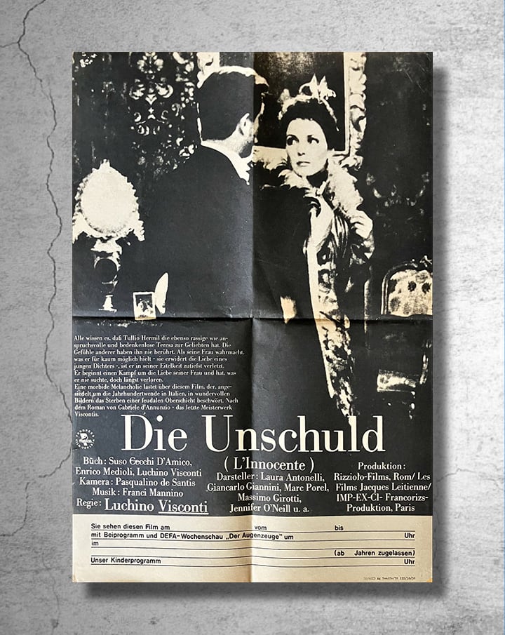 【レア品】ルキノ・ヴィスコンティ監督作『イノセント』1976年東ドイツ版ポスター