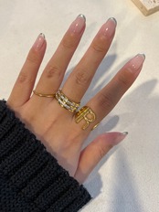 2連 square zirconia ring