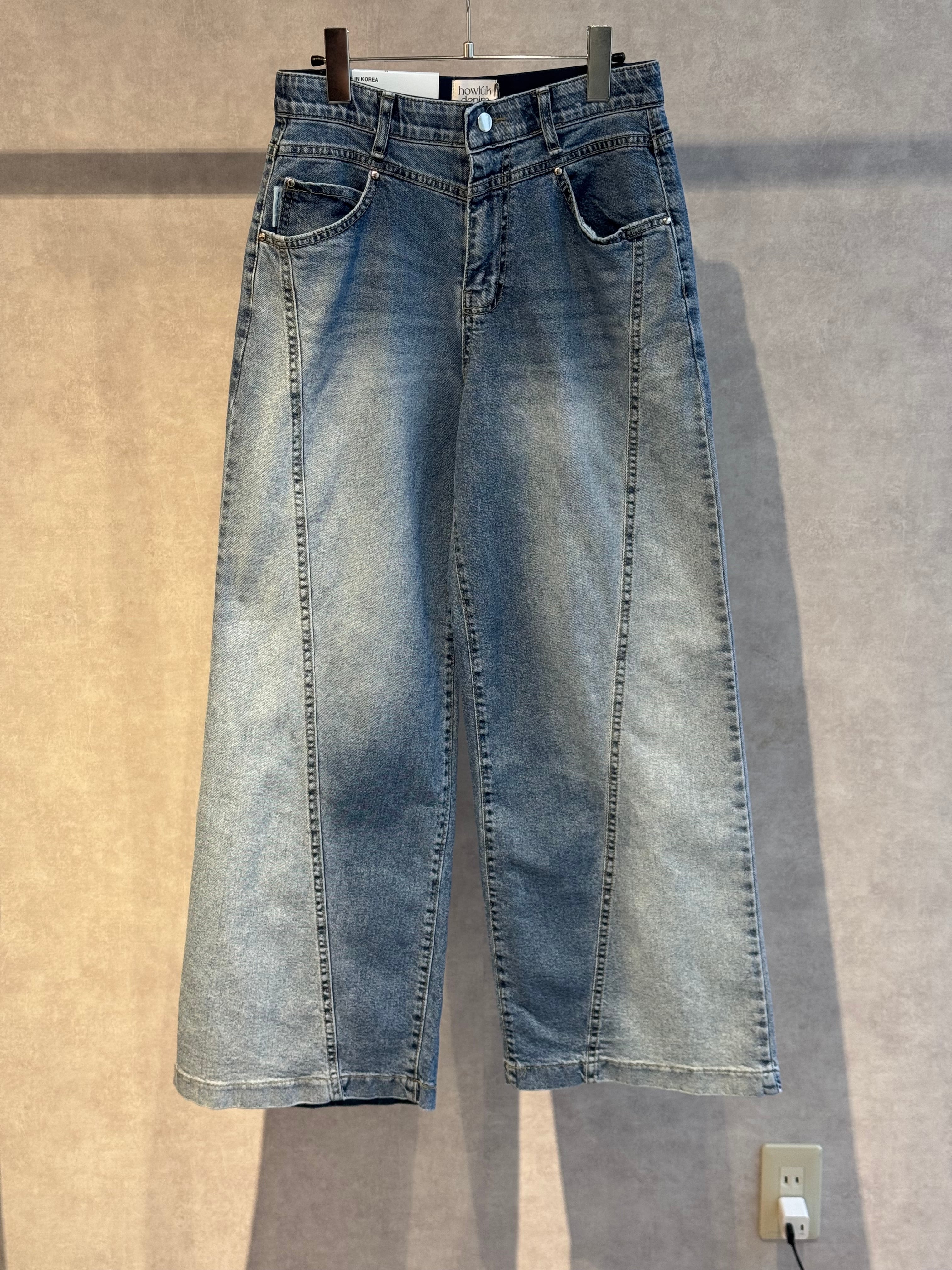 outseam casual wash stretch denim pants