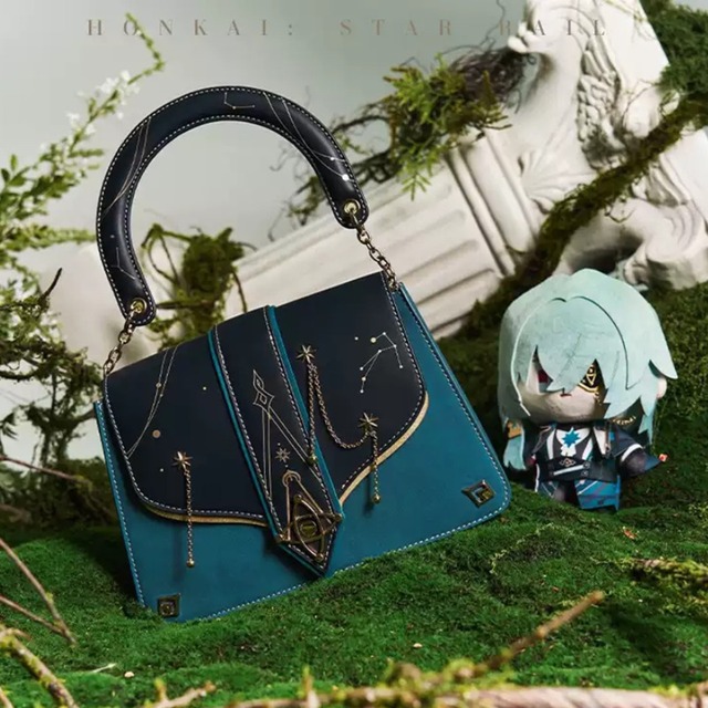 星巡る深青の航路 星座モチーフ金具付き王子系2WAYハンドバッグ