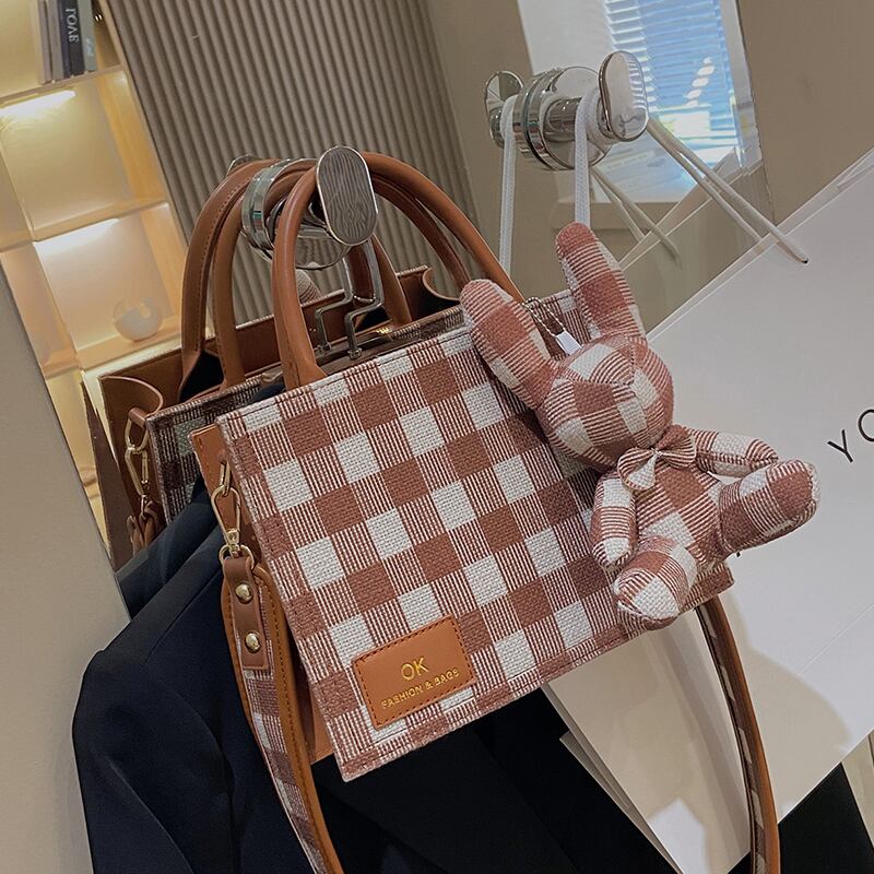 オータムウィンター格子柄 秋物 冬物 トートバッグ ハンドバッグ メッセンジャーバッグ Tiancai_Wing_Bag32320007351