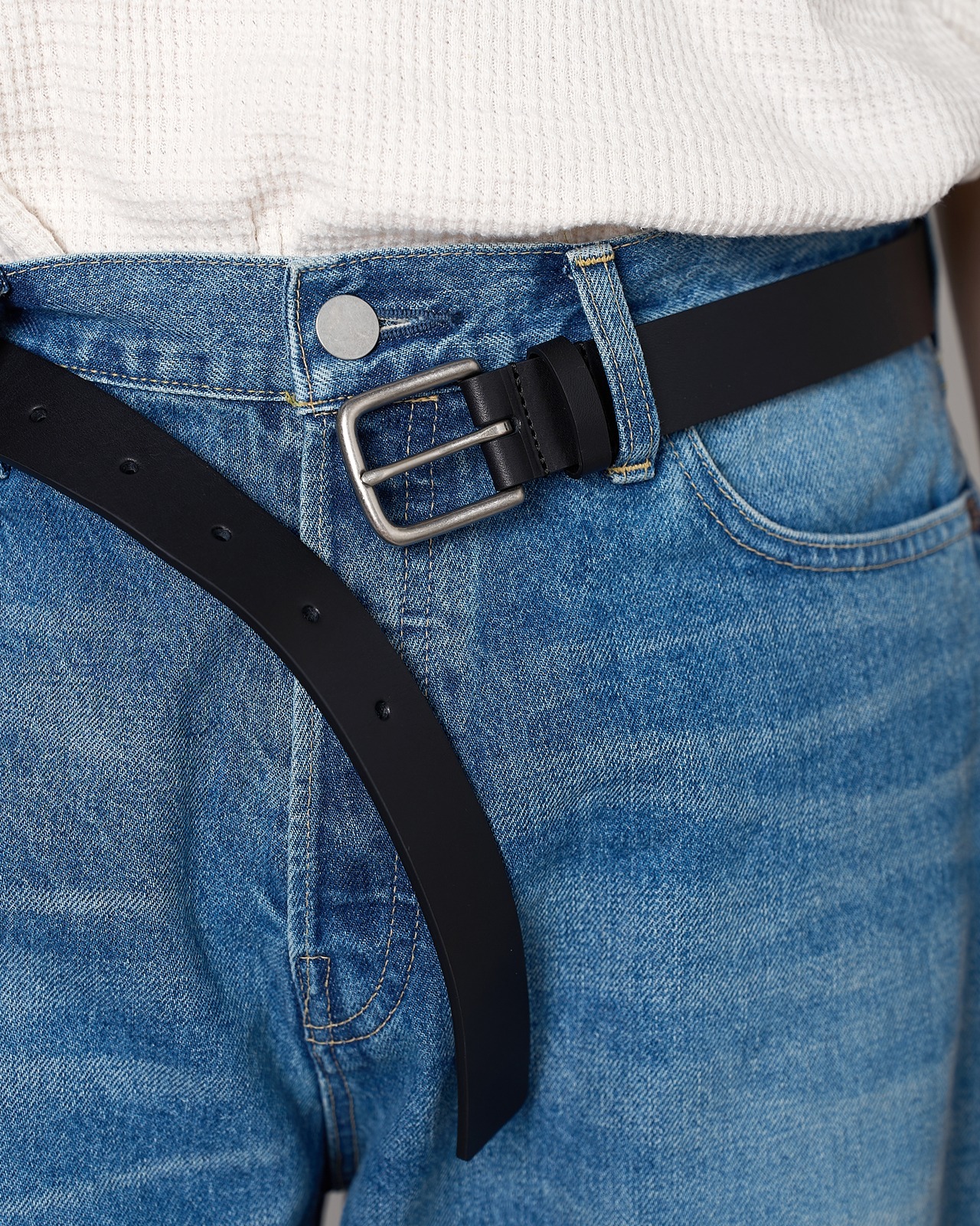 ssstein "CLASSIC LEATHER BELT (PINNED BUCKLE)〔BLACK〕"