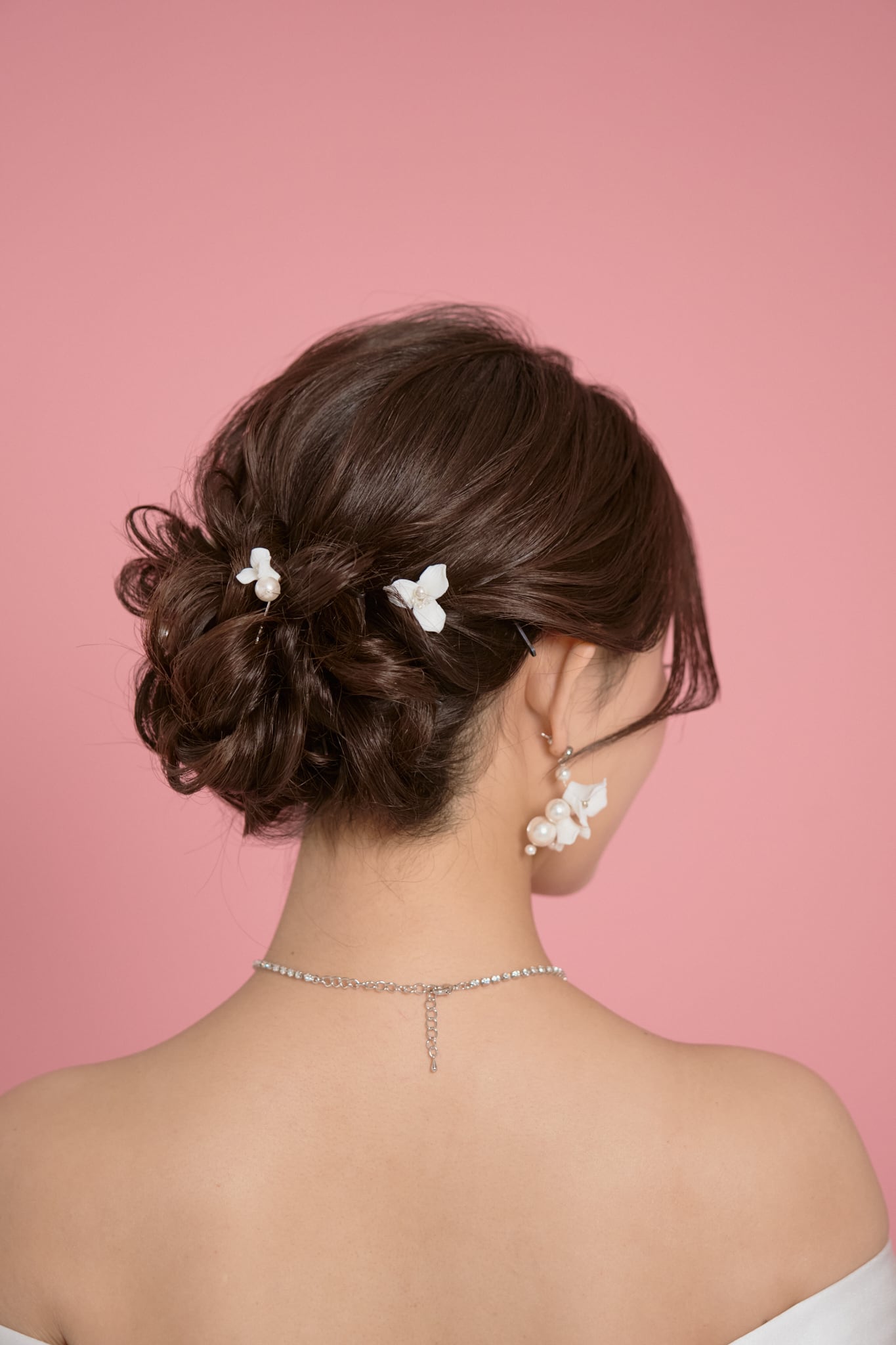 H-154 White Flowerヘアピンセット＜シルバー＞ | ウェディング