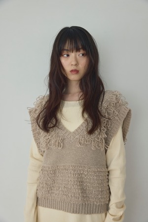 AM139023 loop fringe knit best 【残り僅か】