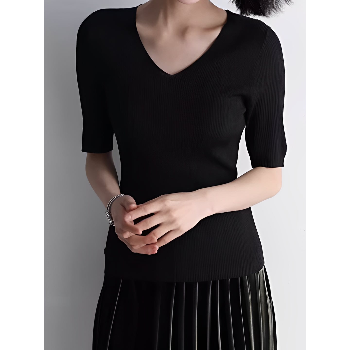 Vネック リブサマーニット 2color RA2811