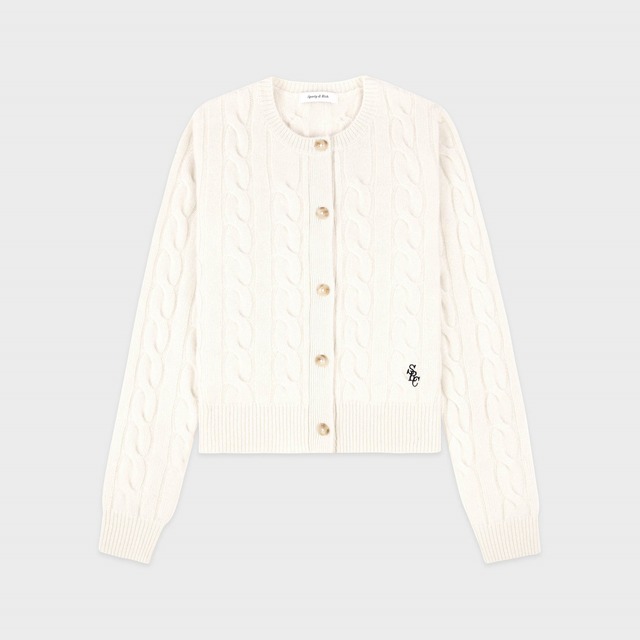 Sporty&Rich　SRC Cableknit Cashmere Cardigan　CREAM