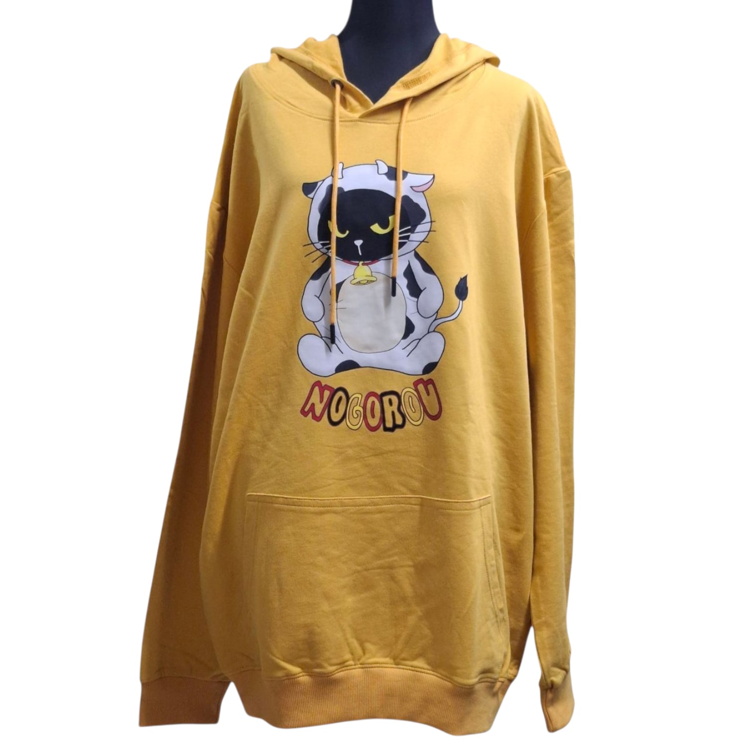 大きいサイズ 男女兼用 薄手裏パイル プルパーカー カラフル丑ノゴロー マスタード XXL(3L)