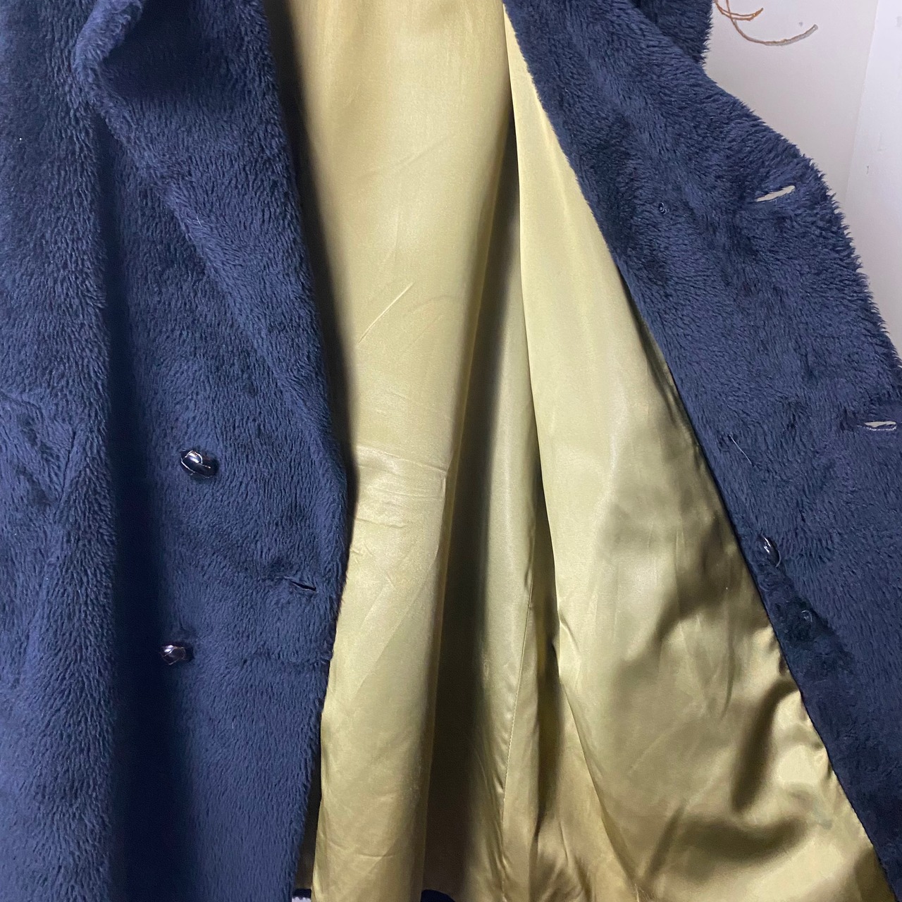 vintage ~1970’s black fake fur coat