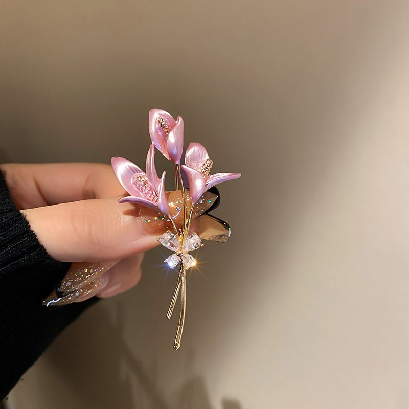 ブローチ チューリップ 花 小さから フラワー クリスタル ブローチ チューリップ 花 小さから フラワー クリスタル