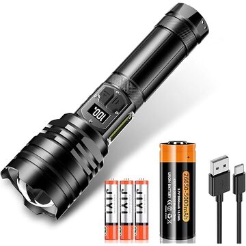 懐中電灯 led 強力 軍用 最強 超高輝度5000000ルーメン Type-C USB充電 