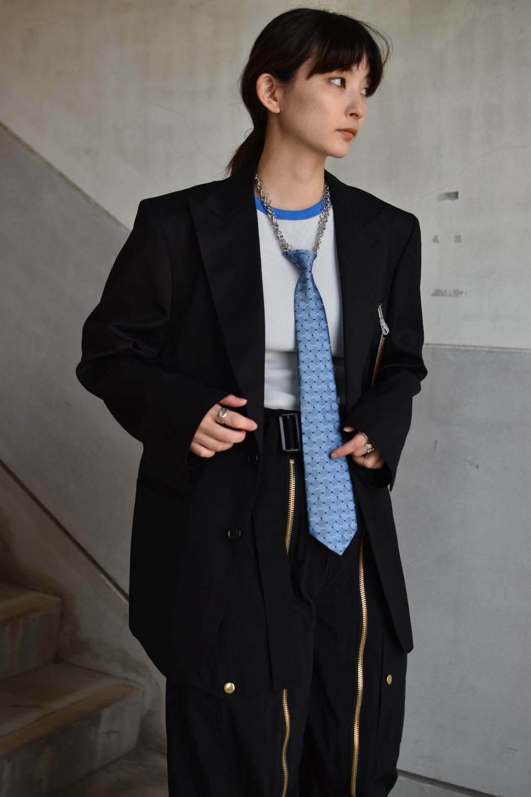 kishidamiki chain tie - black