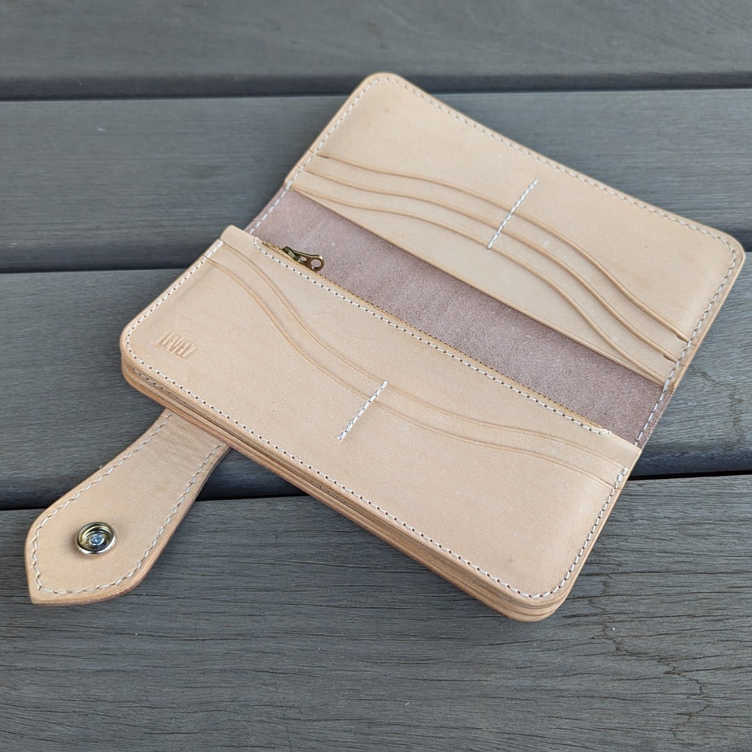 ロングウォレット】長財布 バスケットスタンプ レザーカービング