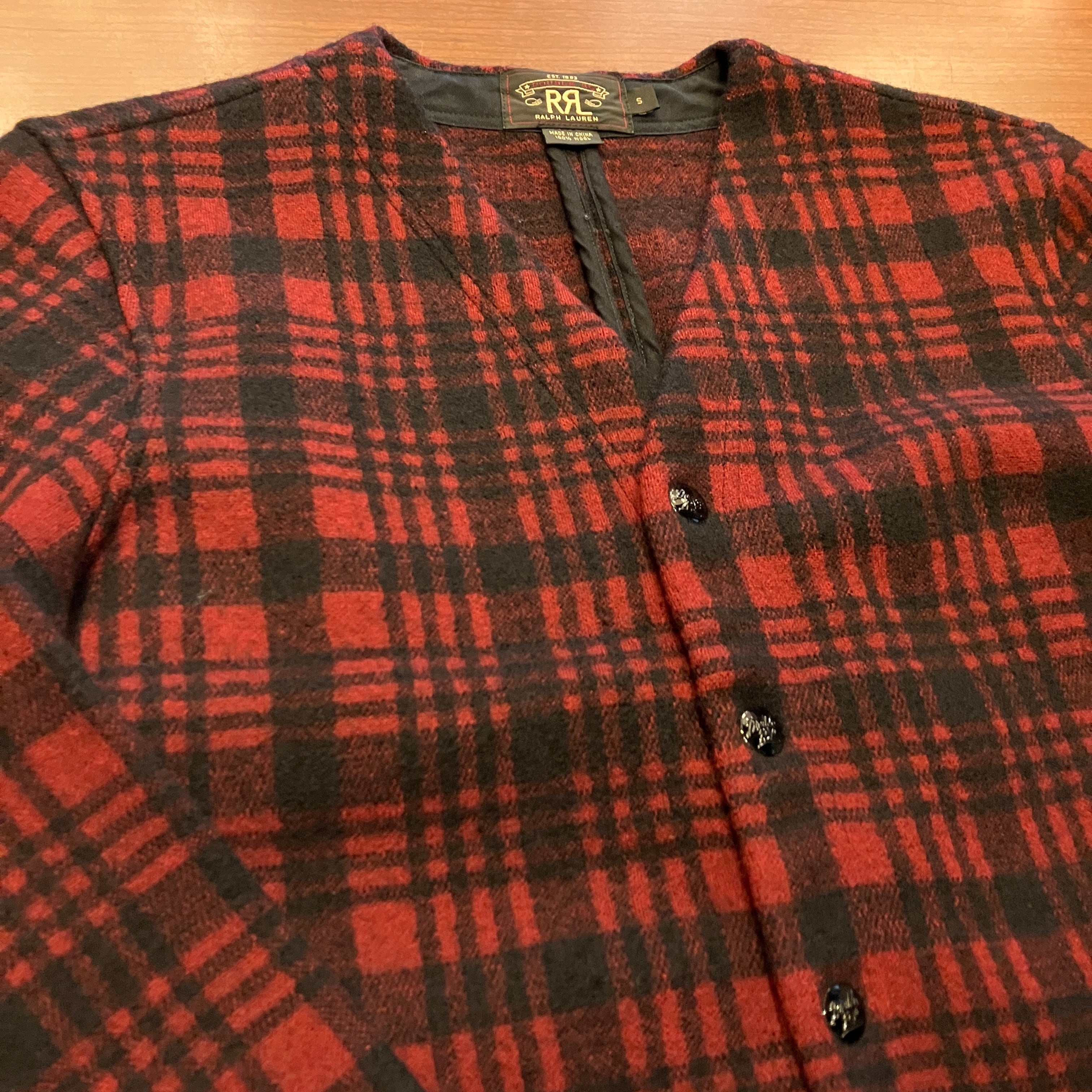 RRL WOOL CHECK SNAP CARDIGAN RED | safarionline