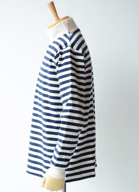 BARBARIAN(バーバリアン)長袖8ozライトウエイトモックネックシャツ(OFE-15)アイボリー/ネイビー