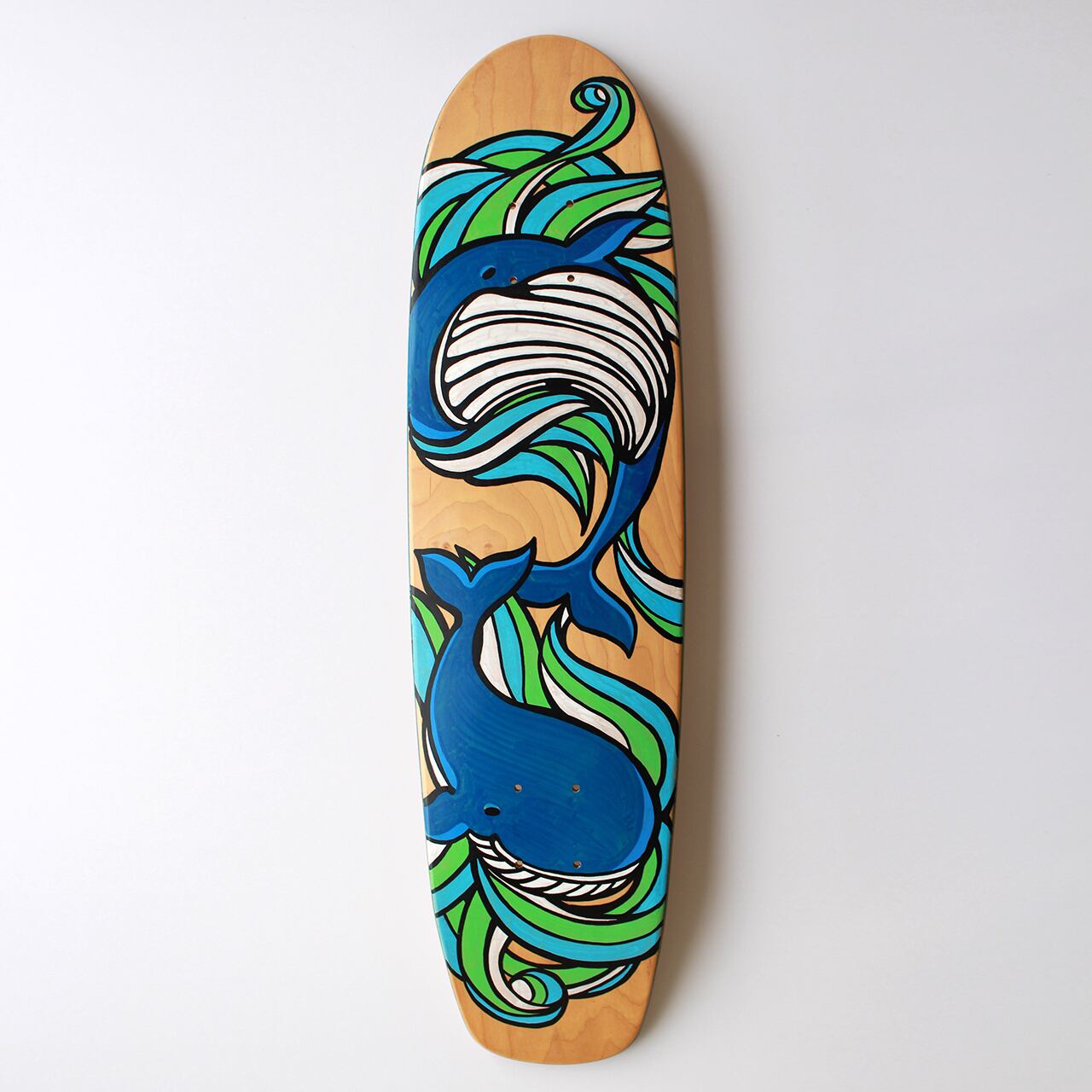 【原画】スケートボードデッキ(Twin Whales)