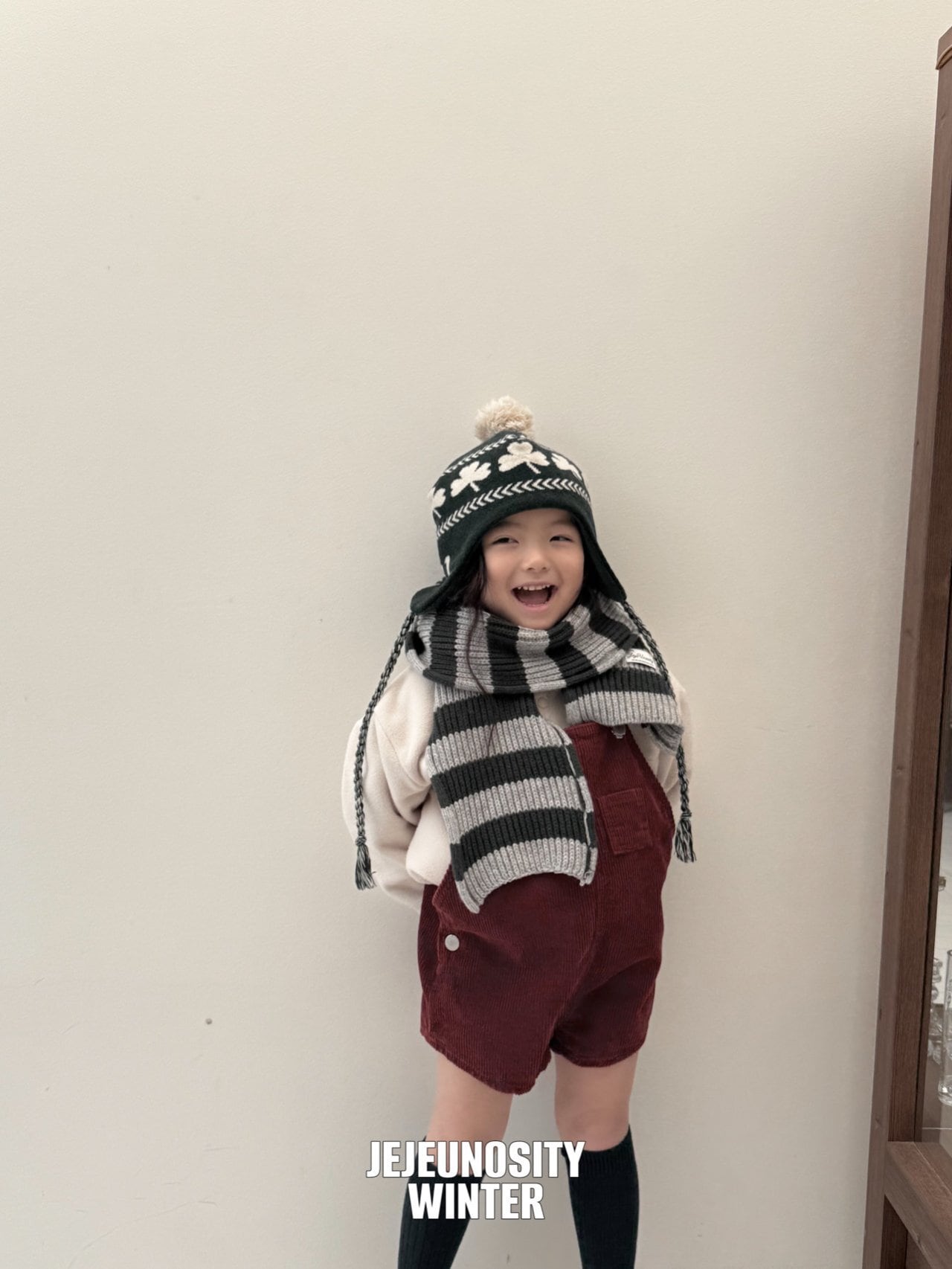 予約販売【JEJEUNOSITY】コーデュロイショートオーバーオール ワイン 80〜120cm 2025 WINTER 韓国子供服