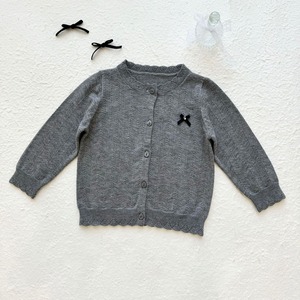 【予約商品】[90-130cm] scallop knit gray cardigan