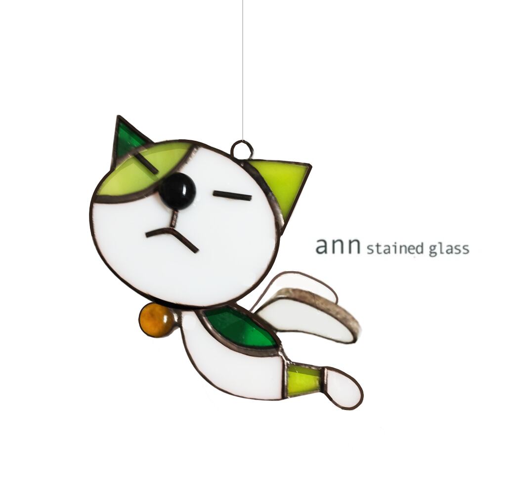ステンドグラス 飛ぶ猫 | ann stained glass