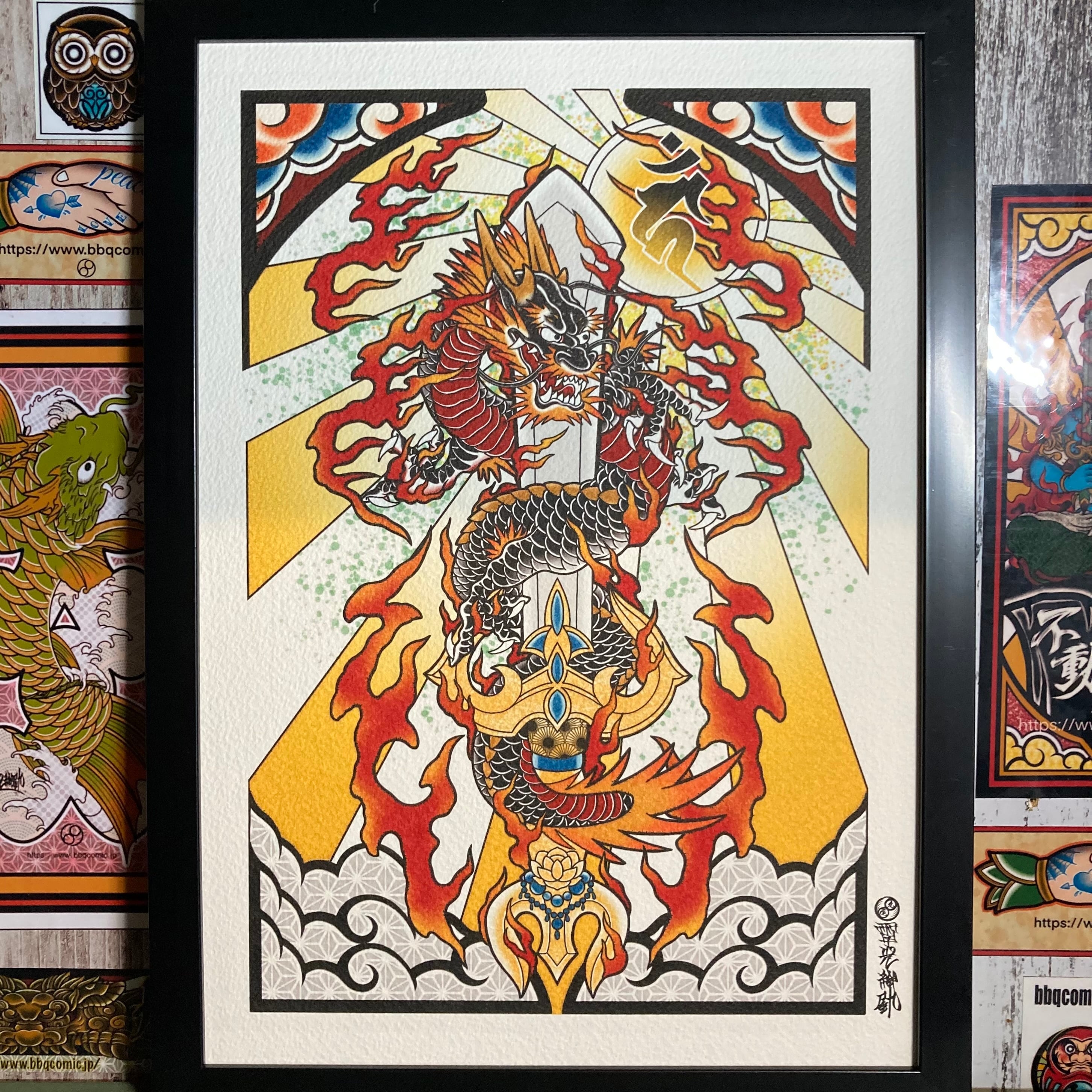 尾九 吉祥画 福神 仙臺四郎圖 A3サイズ フレーム付き | bbqcomic