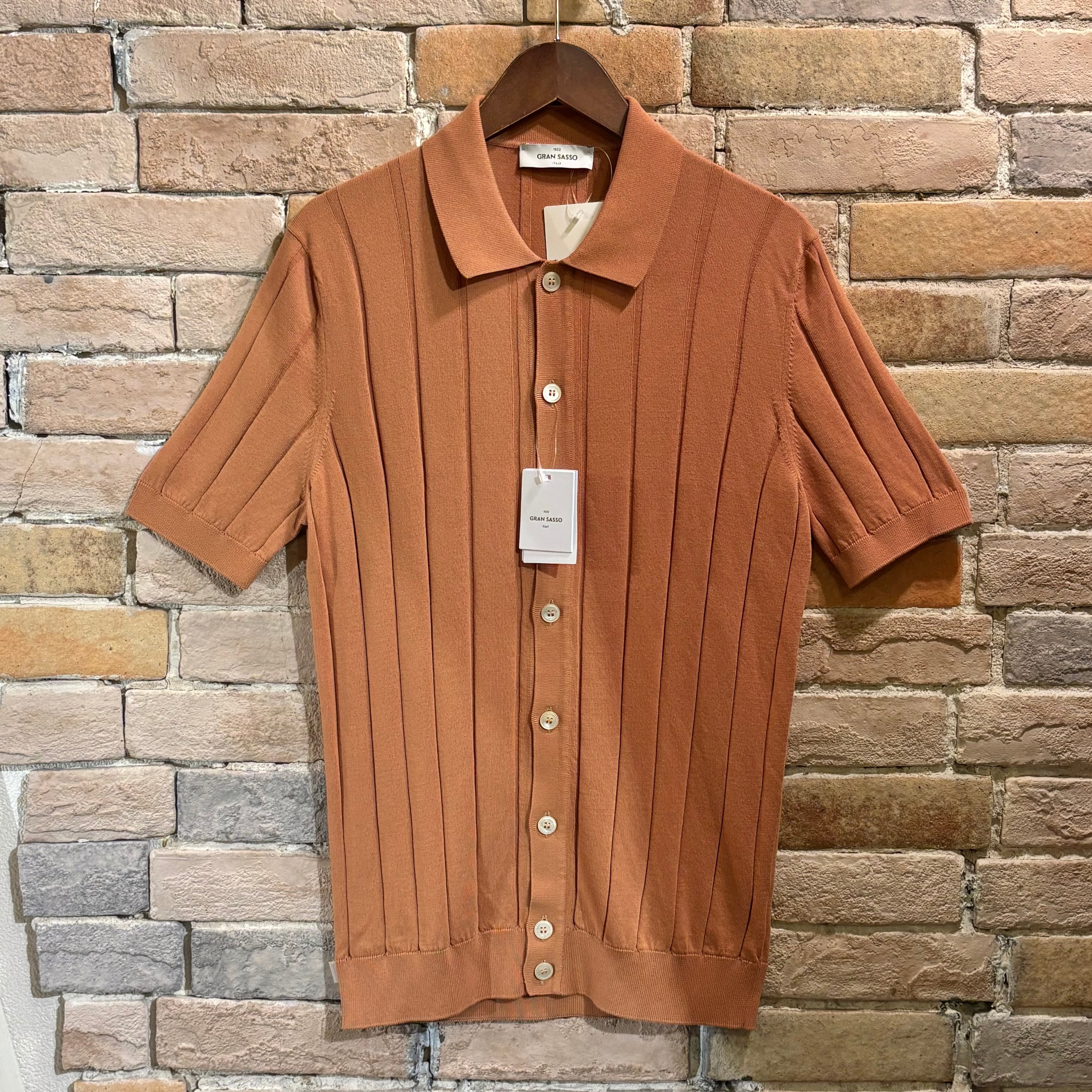 Gran Sasso 未使用品 サイズ50 フルオープン 半袖ニット イタリア製
