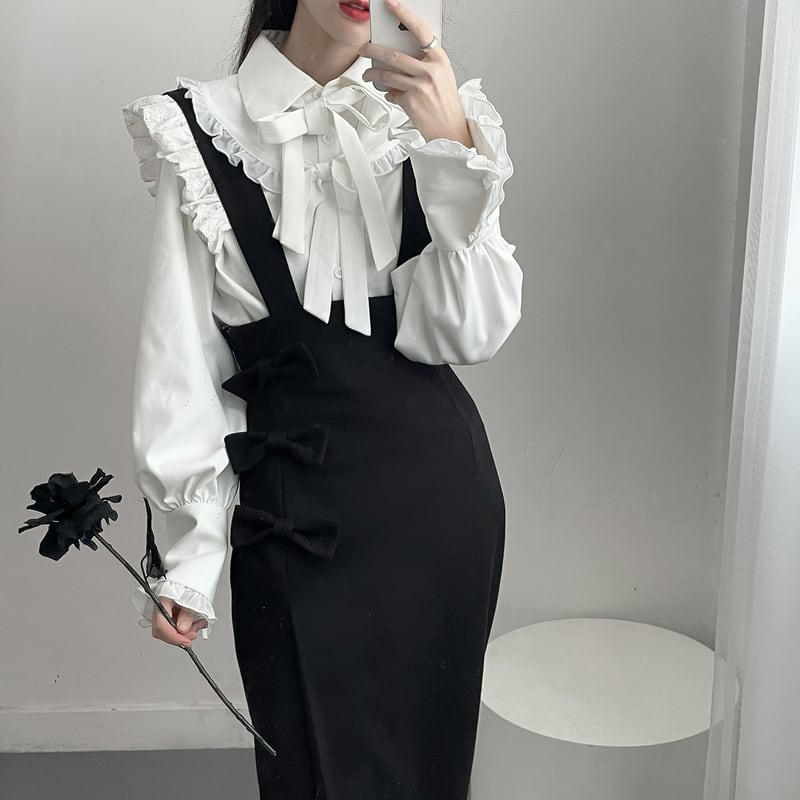 ゴスロリ 甘辛 ロングスカート 大人きれいめ フェミニン タイトスカート フレンチガーリー