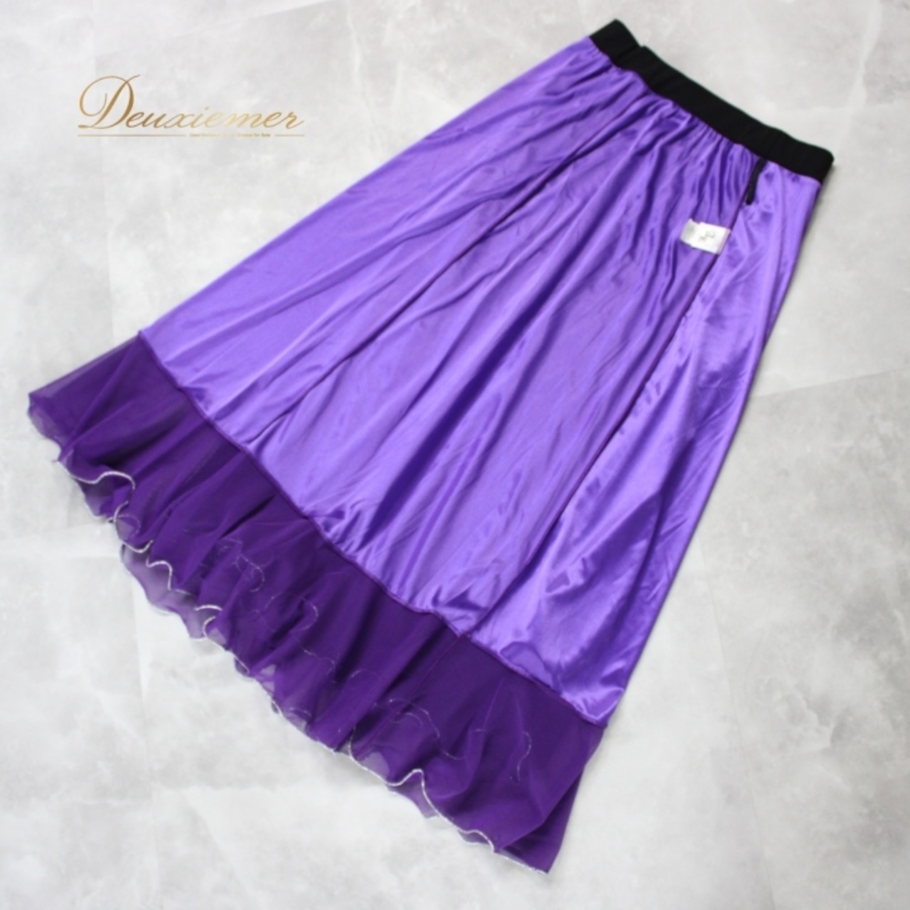 社交ダンス 衣装 スタンダード スカート レッスンウェア 女性用 レディース オールシーズン 黒 紫 ACROSS ブラック系 パープル系 レース スカート丈 約83cm ウエストゴム 伸縮性 ポリエステル 大人用 フォーマル 踊りやすい 軽量 おしゃれ