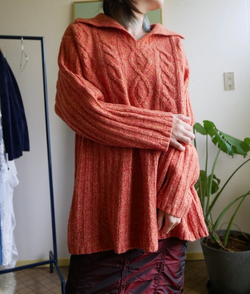 80s-90s ESPRIT Cable Knit Collar tunic