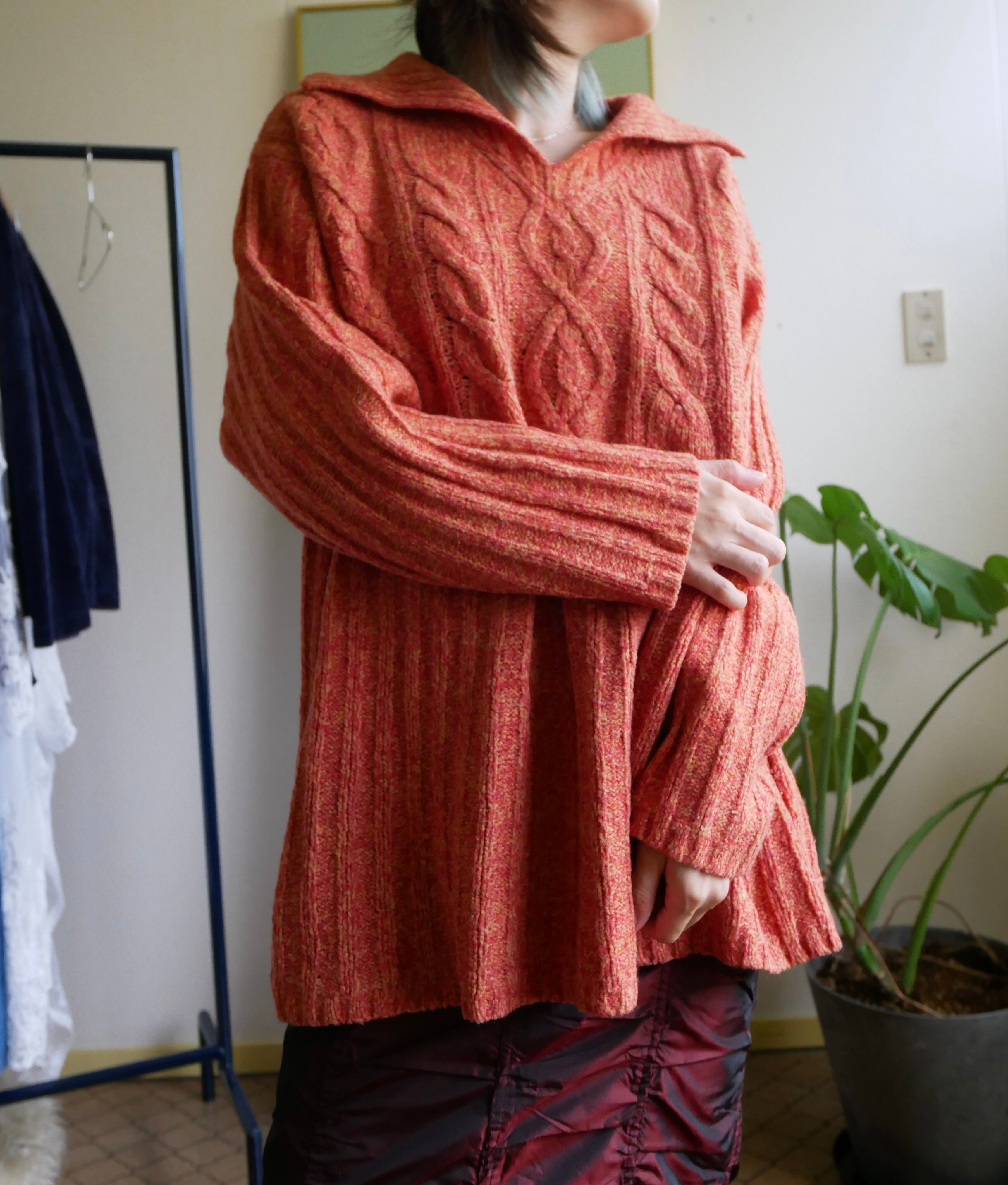 80s-90s ESPRIT Cable Knit Collar tunic