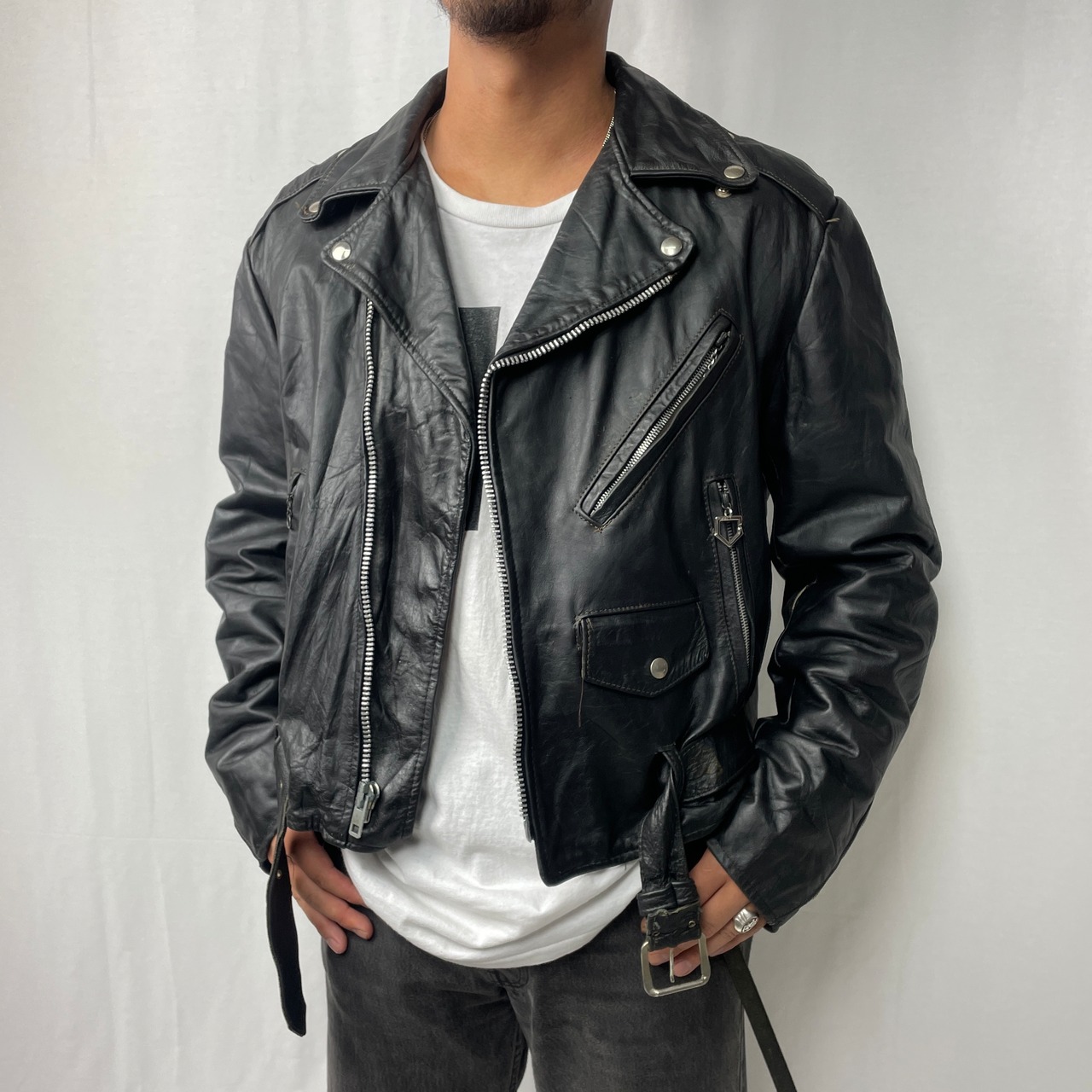 70年代 USA製 EXCELLED アメリカン ダブルライダースジャケット メンズ  