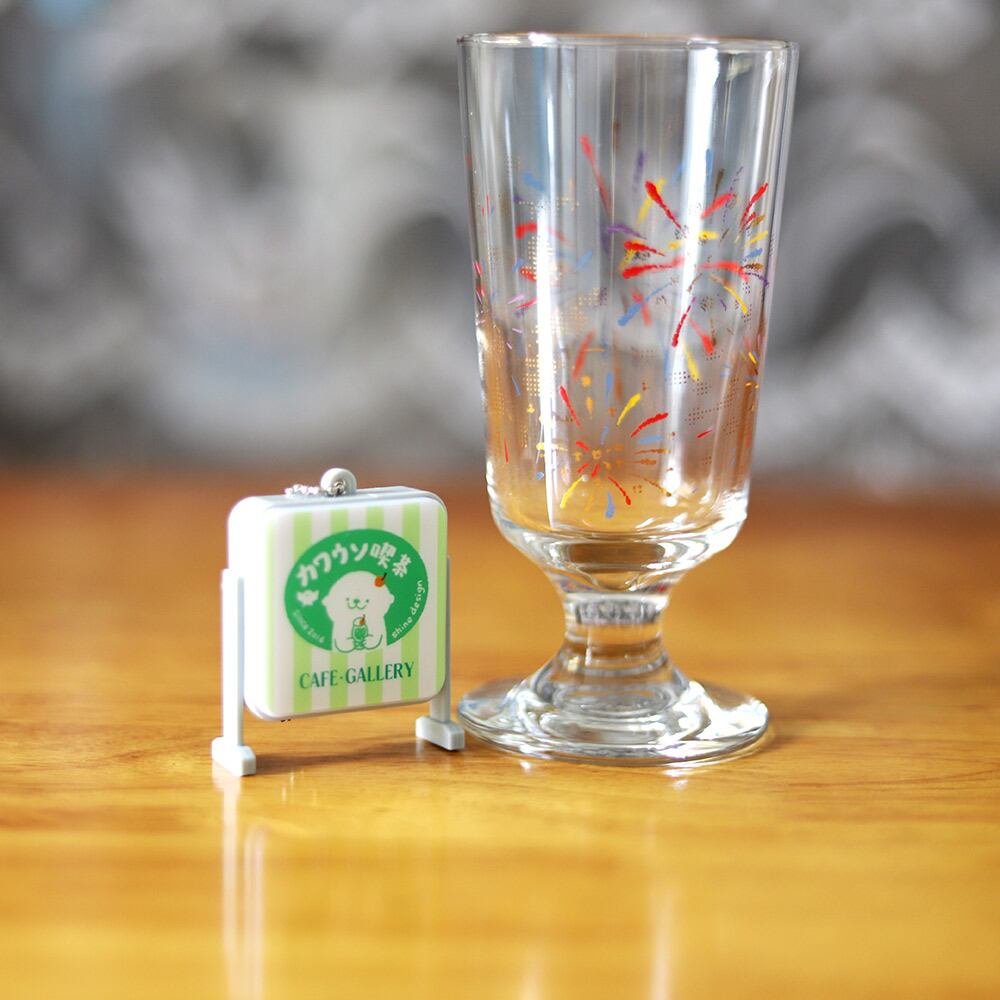 Ottertataカワウソ喫茶店両面発光看板キーホルダー