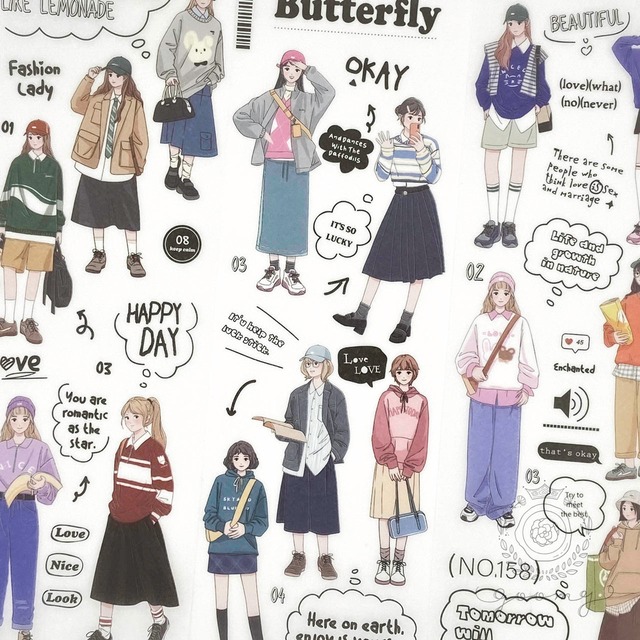 女の子イラストシールシート 2 <S375>