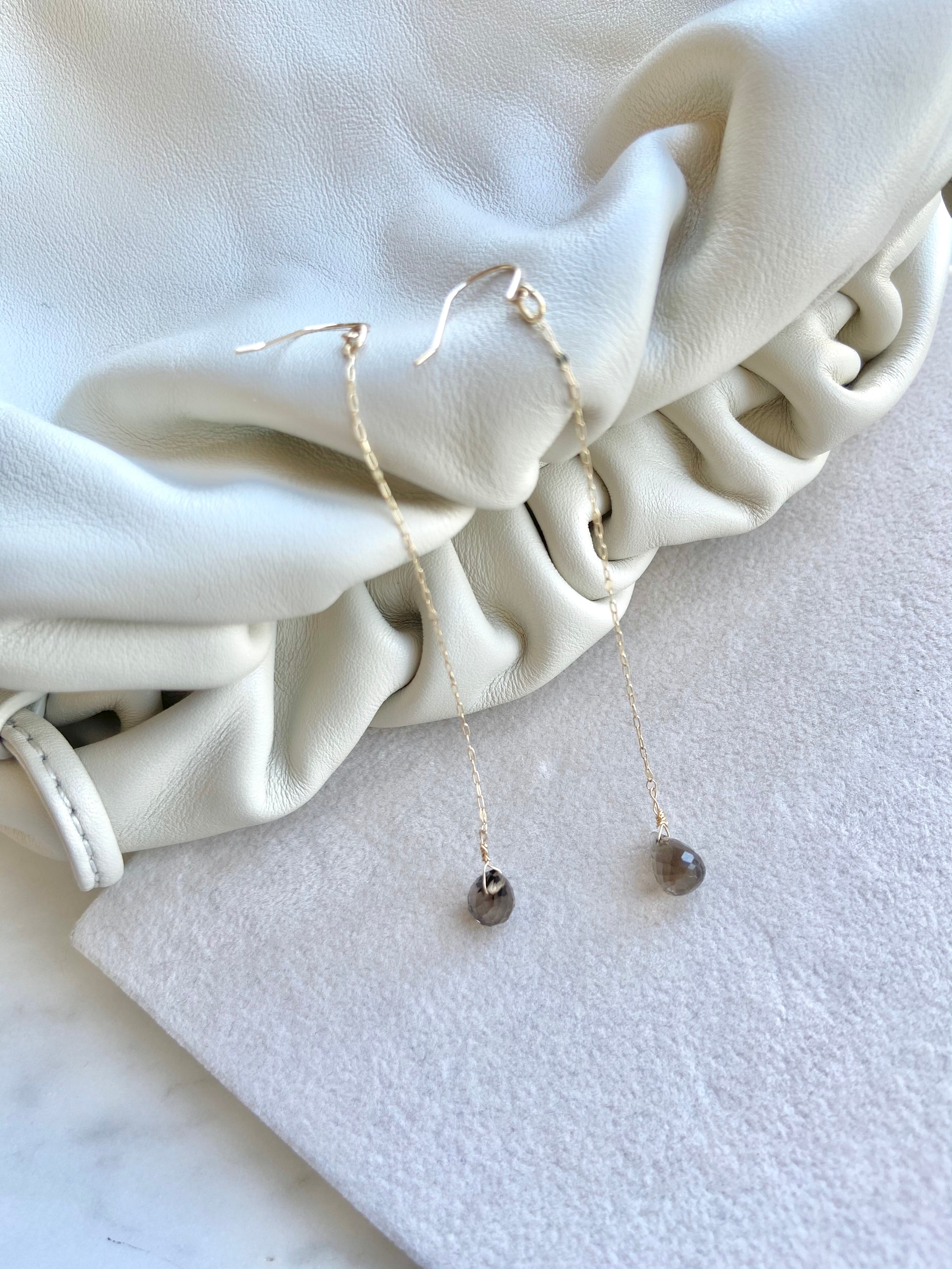 【bonito gem】K10YG スモーキークォーツ ペタルチェーン ピアス