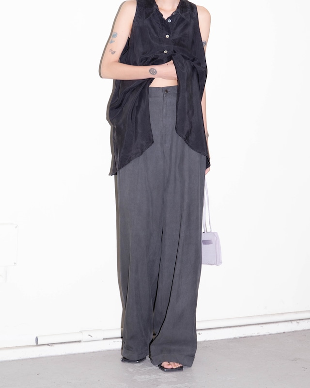 1990s pleated wide-leg silk gabardine trousers