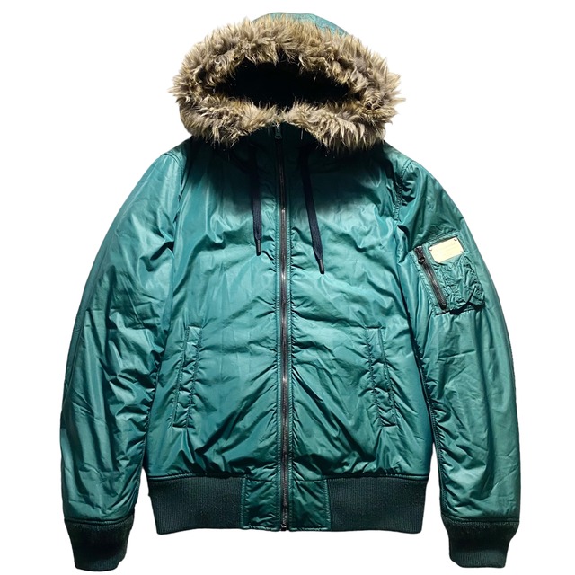 DOLCE&GABBANA green nylon blouson with fur