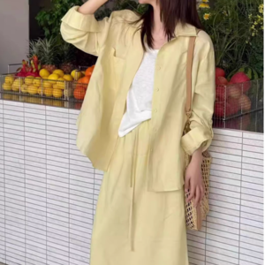 ライトイエロー シャツ&ロングスカート 00013