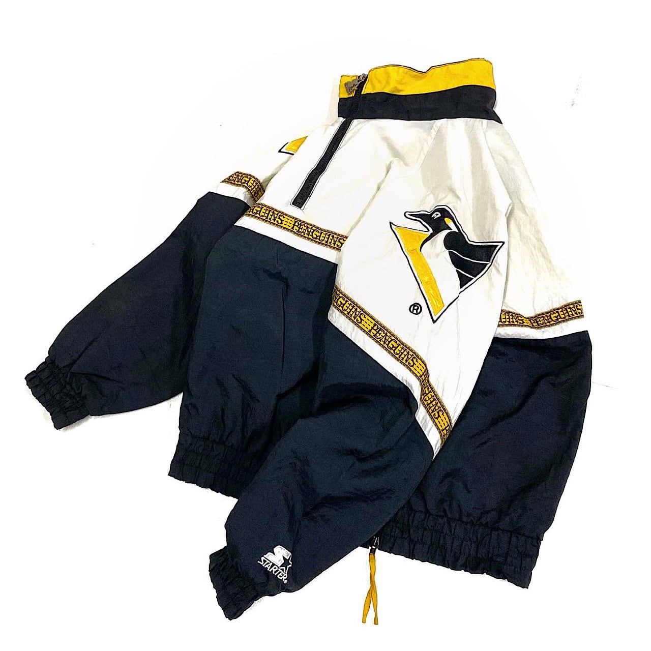 古着 スターター NHLピッツバーグ ペンギンズ ナイロンジャケット XL 90年代 ビンテージ STARTER スターター NHL ピッツバーグ・ペンギンズ