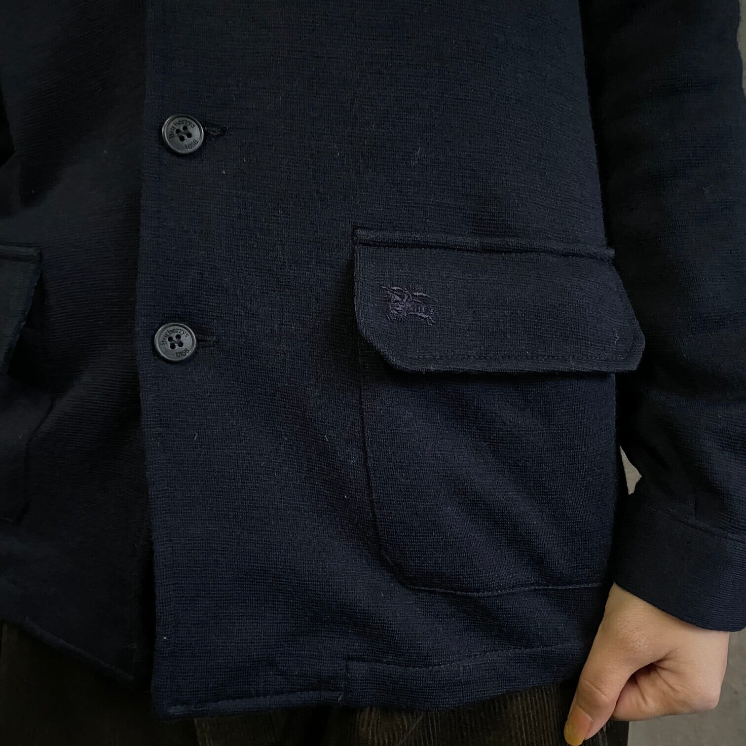 【美品】90's Burberry's ネイビー ボタン付きニットジャケット Burberry's バーバリー ニット ジャケット カーディガン シャツ