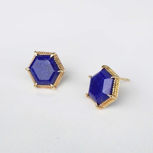 One n' Only / Lapis lazuli  Pierced Earrings (Hexagon / E209P-LP)