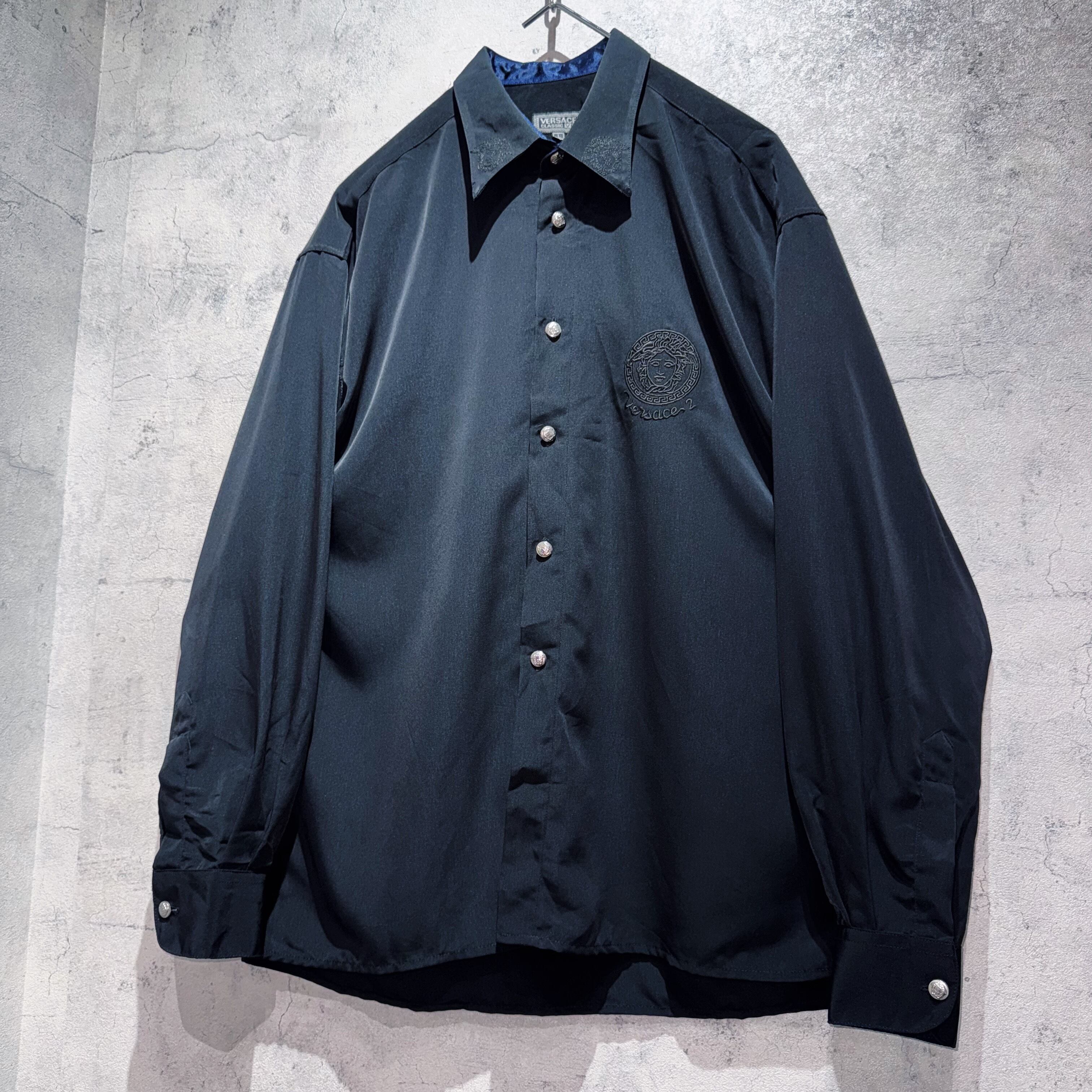 現行 ほぼ未使用 VERSACE 長袖シャツ メデューサボタン ブラック 42 VERSACE
