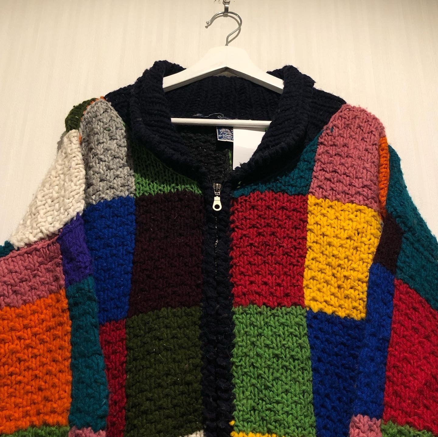 80s〜90s TEJIDOS IMALAYA full zip patchwork Ecuador knit【高円寺店 
