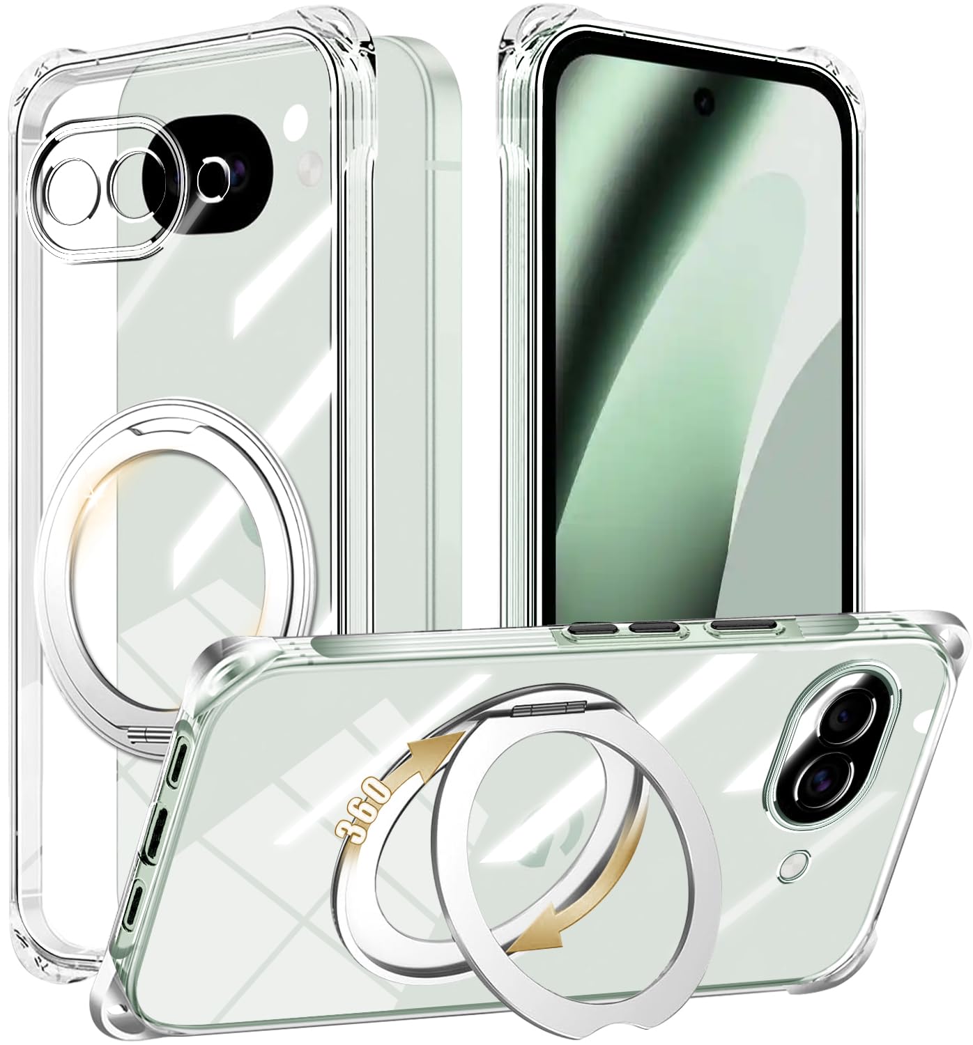 yingyuantuo Google Pixel 10A 用 ケース クリア ピクセル10a リング付き TPU 薄型 軽量