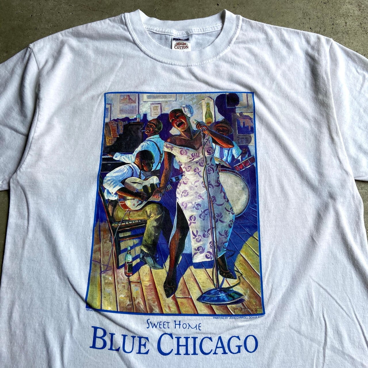 90年代 BLUE CHICAGO バンドTシャツ メンズL 古着 アート系 JERZEES 